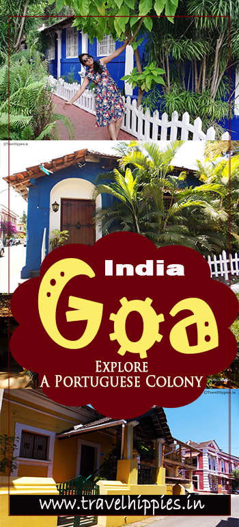 Portguese colony in Goa. Colourful houses in Goa. Portuguese Street in Goa. 
