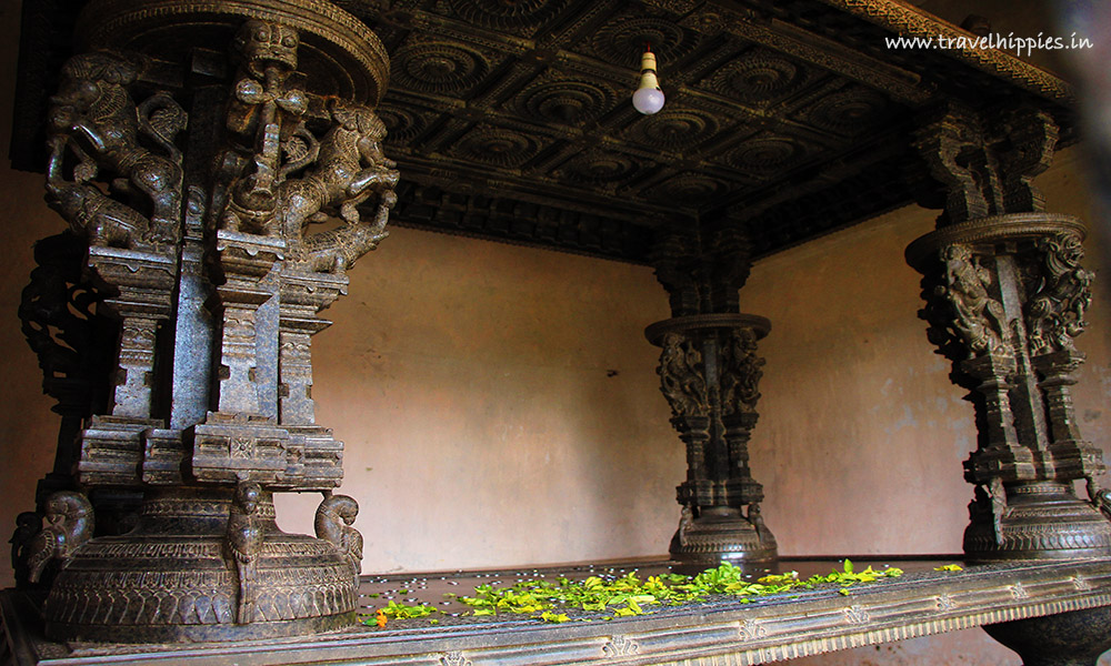 Stone cot at Madhukeshwara Temple