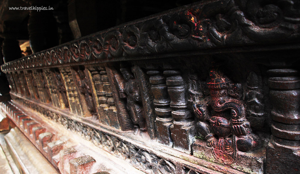 Ganpati and other carvings on the walls of Banavasi Temple